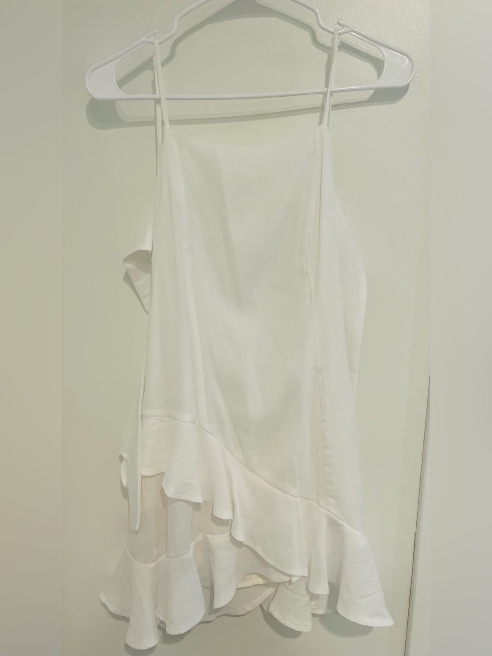 White Asymmetrical Cotton Ruffle Dress